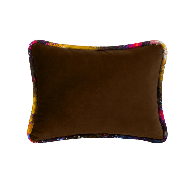 Luxurious Velvet Pillow - Brown with Vintage Gypsum Welt 16x20