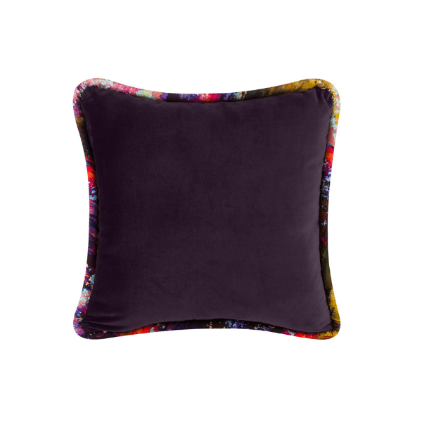 Luxurious Velvet Pillow - Dark Purple with Vintage Gypsum Welt 18x18