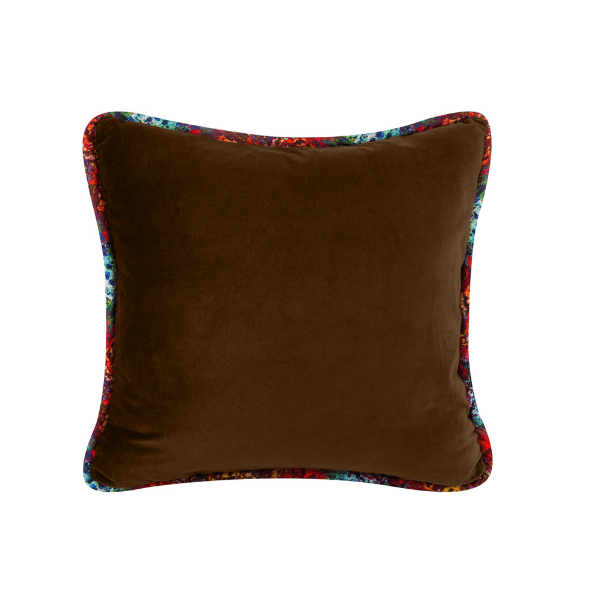 Luxurious Velvet Pillow - Brown with Bisnagar Stripe Welt 22x22