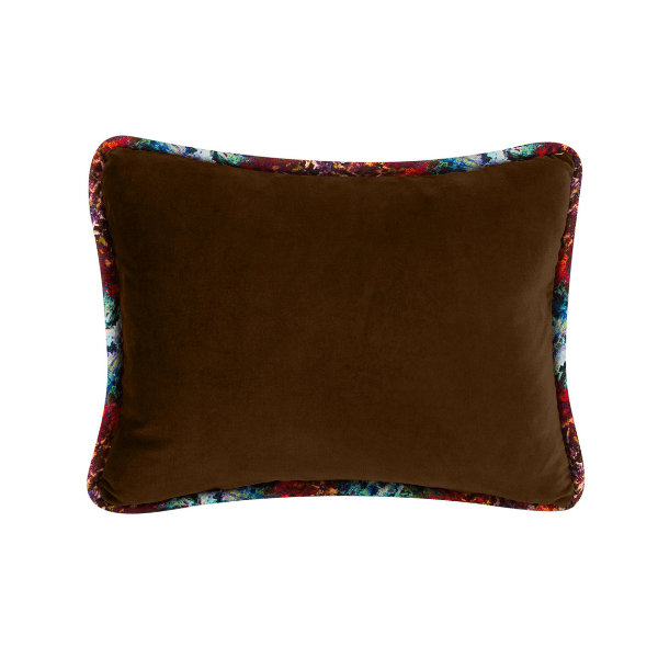 Luxurious Velvet Pillow - Brown with Bisnagar Stripe Welt 16x20