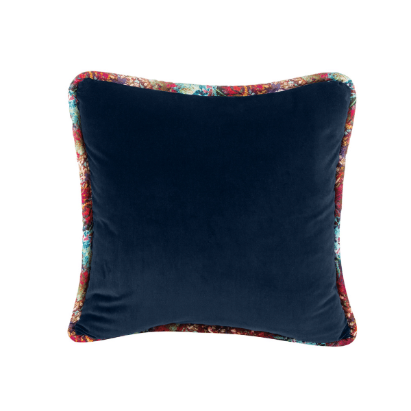 Luxurious Velvet Pillow - Navy with Bisnagar Stripe Welt 22x22
