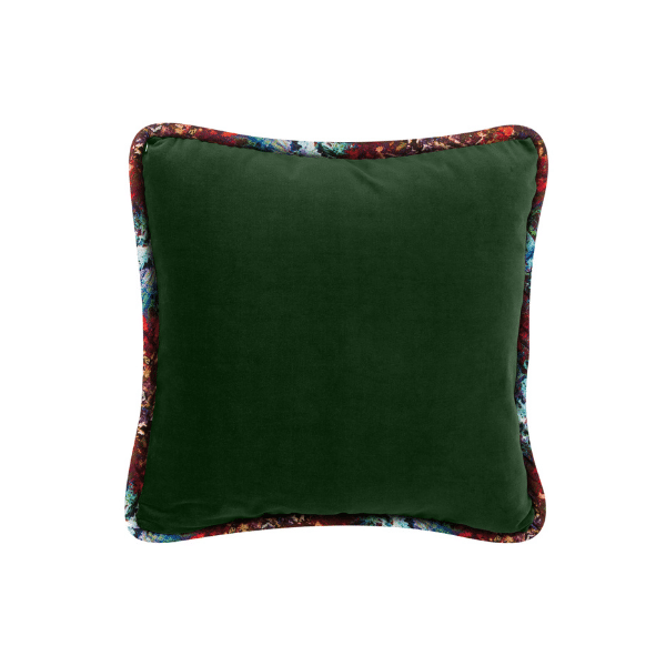 Luxurious Velvet Pillow - Forest Green with Bisnagar Stripe Welt 18x18