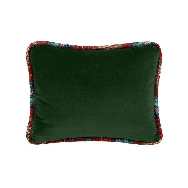 Luxurious Velvet Pillow - Forest Green with Bisnagar Stripe Welt 16x20
