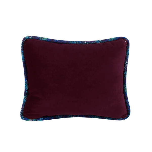 Luxurious Velvet Pillow - Burgundy with Neela Blue Welt 16x20