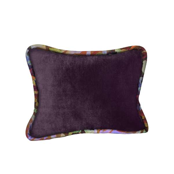 Luxurious Velvet Pillow - Dark Purple with Bakuba Lodge Welt 16x20