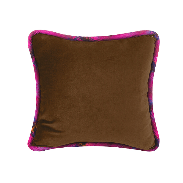 Luxurious Velvet Pillow - Brown with Navajo Road Welt 22x22
