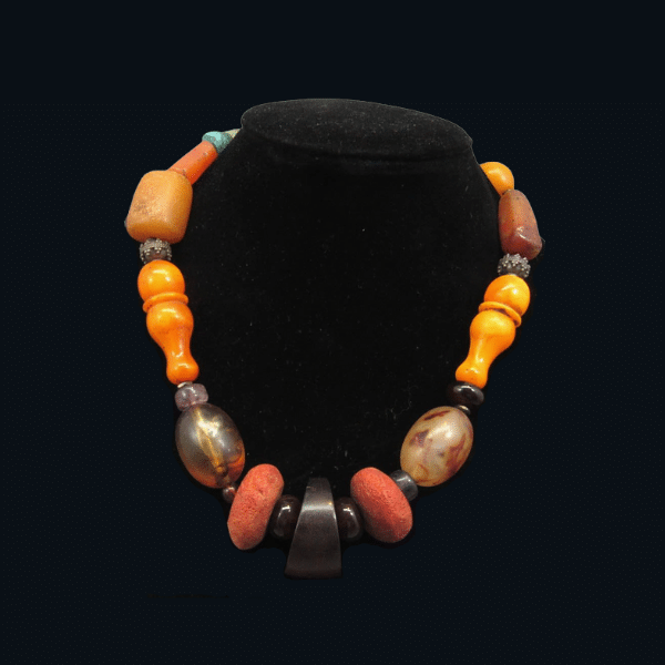 Antique Faturan Bakelite & Coral Necklace