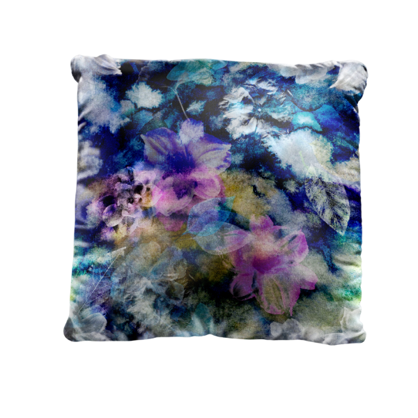 Floral Shimmer Velvet Pillow - Bryony Storm Noir