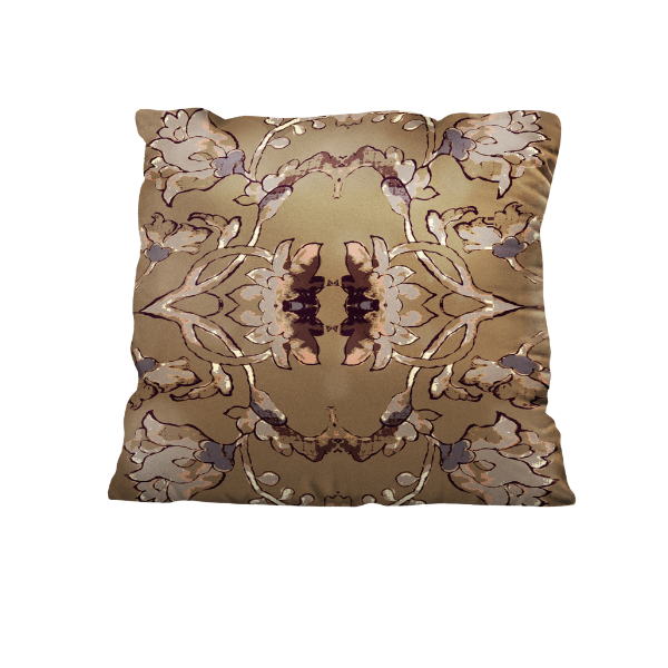 Floral Obi Inspired Taupe Pillow - Obi Roses Taupe