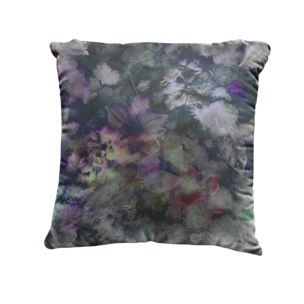 Moody Floral Velvet Suede Pillow - Bryony Storm Dorian