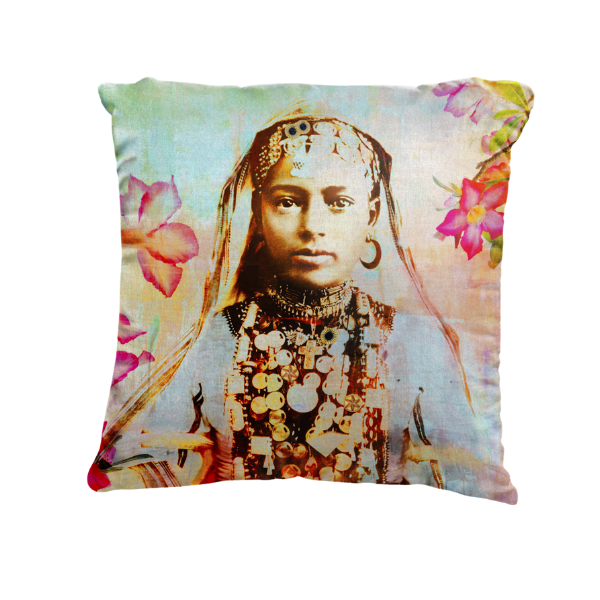 Velvet Suede Woman Portrait Pillow - Desert Rose