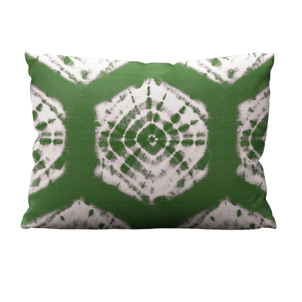 Lumbar Velvet Pillow - Luxury Vegan - Shibori Moss