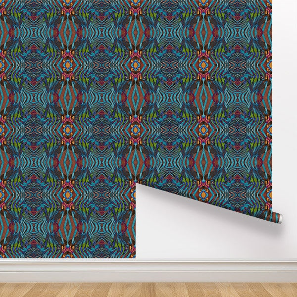 Peel and Stick Wallpaper - African Paint / Turquoise