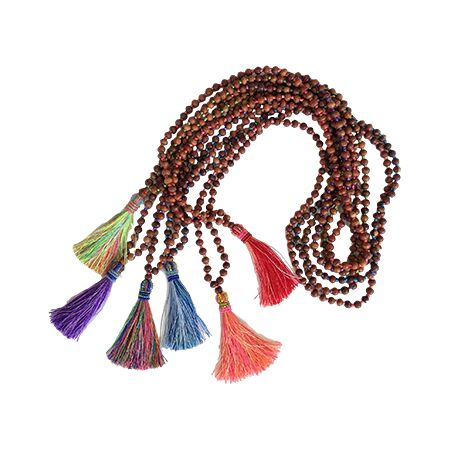 Multicolored Beaded Wooden Tassel Necklaces