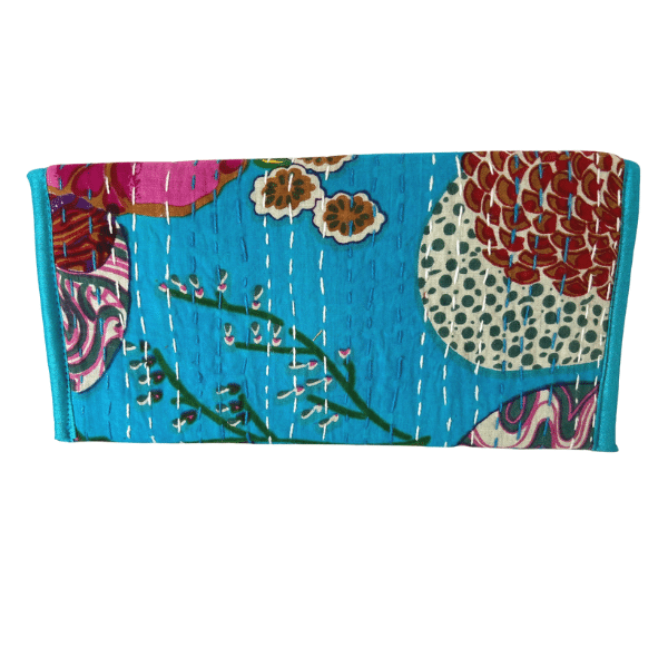 The Salena - Foldover Kantha Clutch in Turquoise