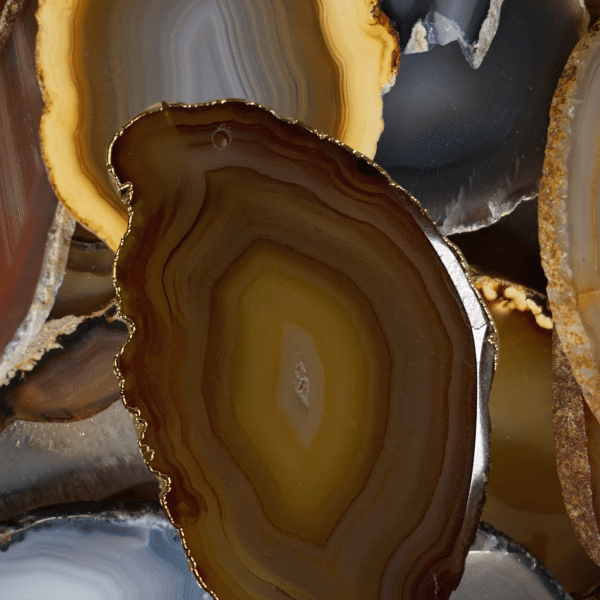 Gold-Edged Natural Agate Slices
