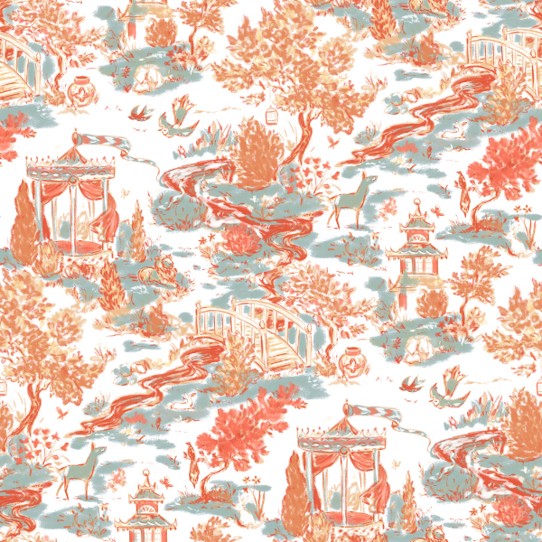 Sample Pack - Summer House Peel and Stick Wallpaper - Color: Coral
