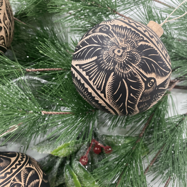 Black Hand Carved Gourd Ornament