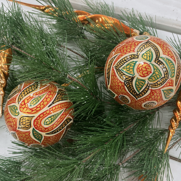 Hand-Painted Copper, Black, and Green Ornament
