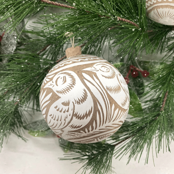 White Hand Carved Gourd Ornament