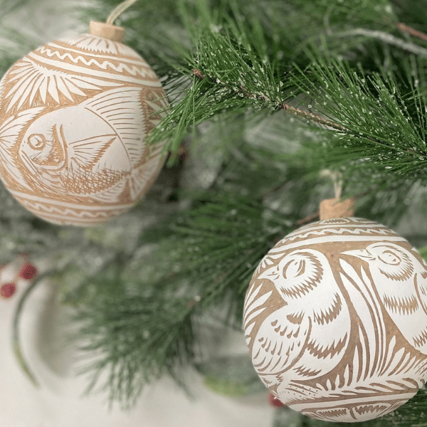 White Hand Carved Gourd Ornament