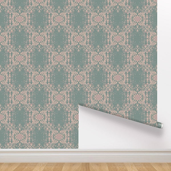 peel and stick wallpaper dusty pink green removable wall paper