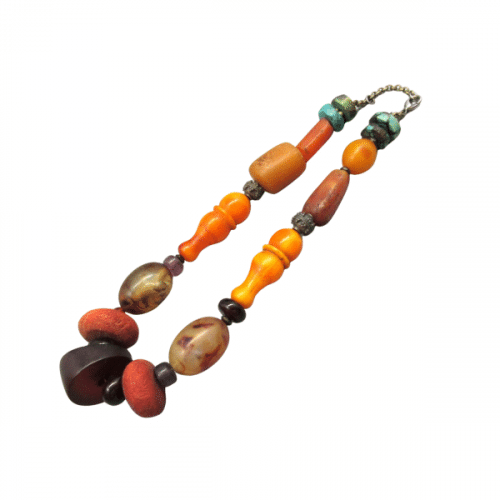 Antique Faturan Bakelite & Coral Necklace