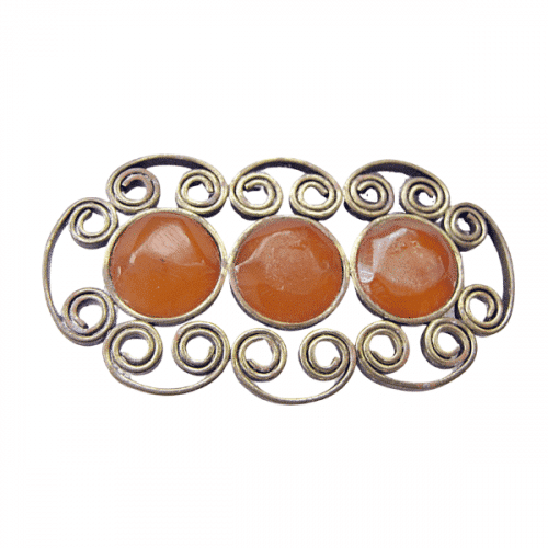Antique Brass and Amber Brooch
